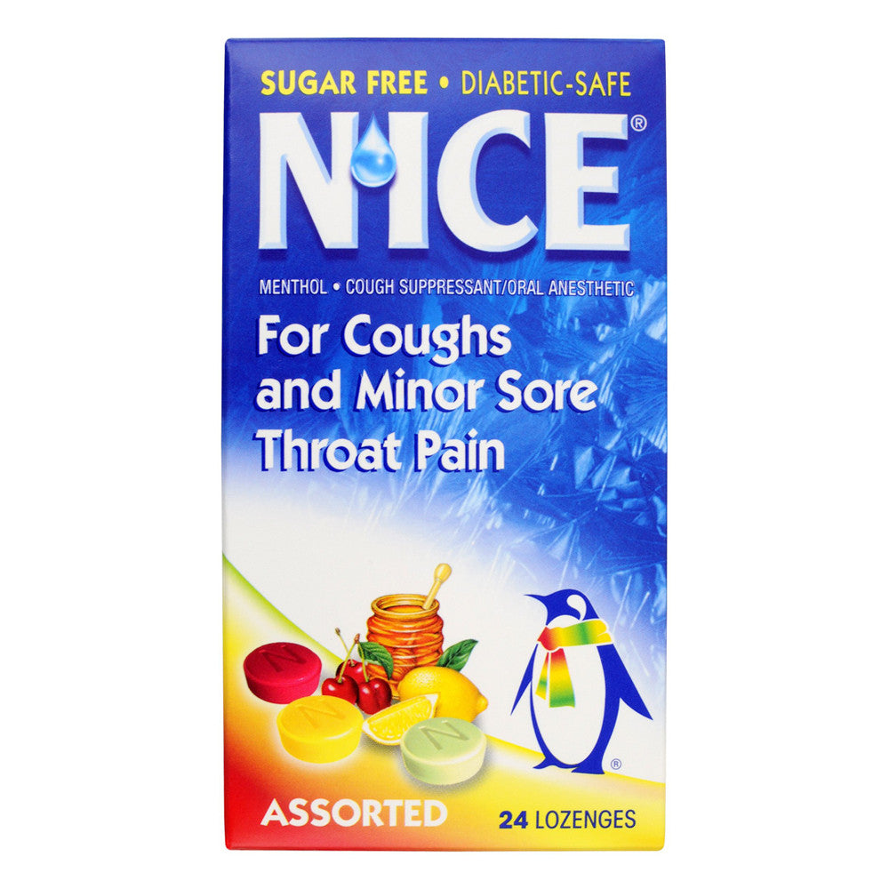 Nice Sugar Free Assorted Flavor Lozenges For Coughs, 24 Ea